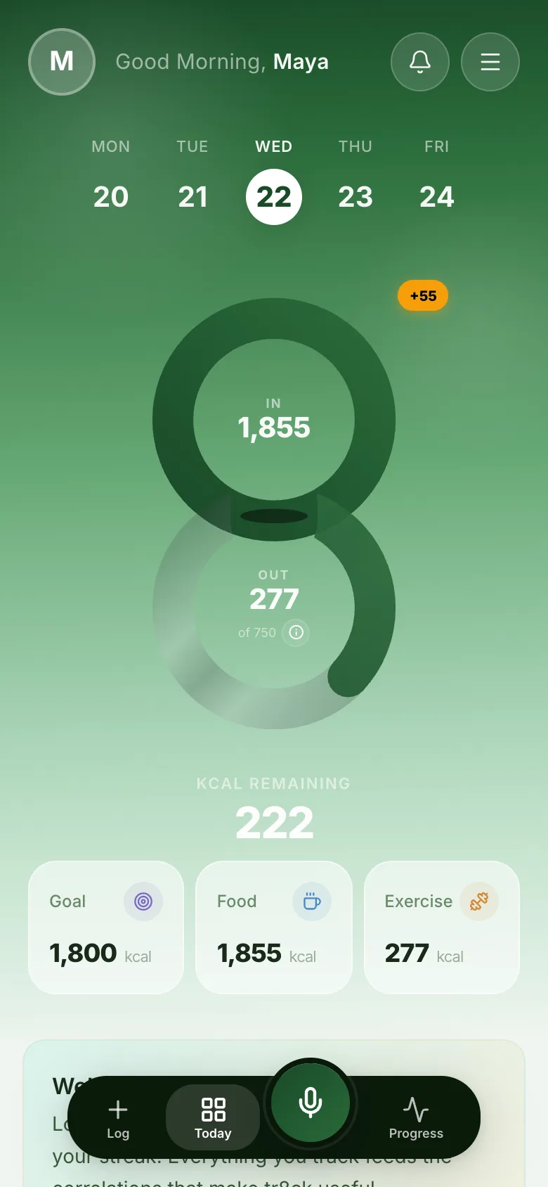 tr8ck dashboard in the Forest theme